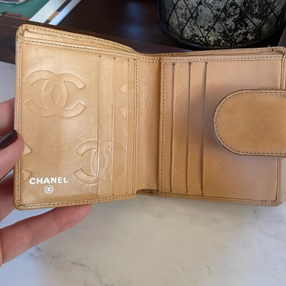 Chanel Quilted Black Tan Vintage Wallet As Is CC Authentic - Picture 9 of 17